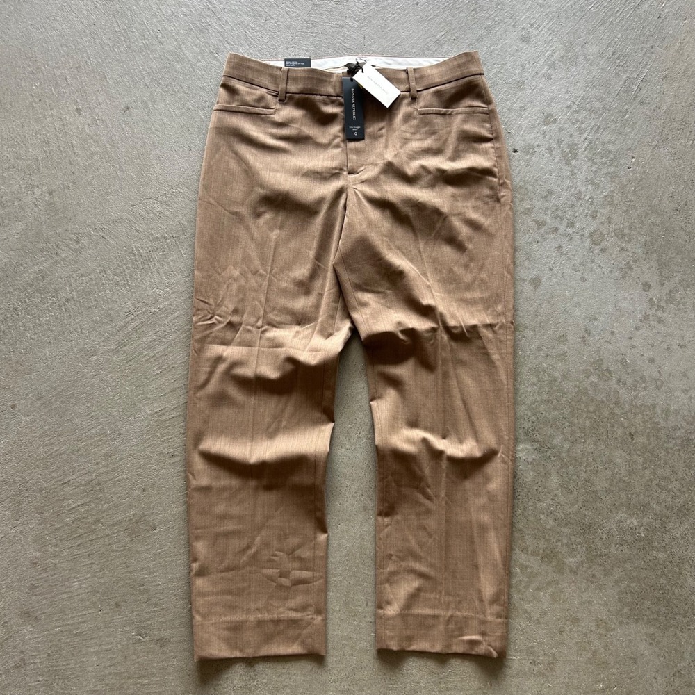 NWT Banana Republic Siena Slim Ankle Pants Womens 10 R Brown Camel ltalian Wool